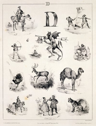 Letra D de un abecedario, 1832 de Victor Adam